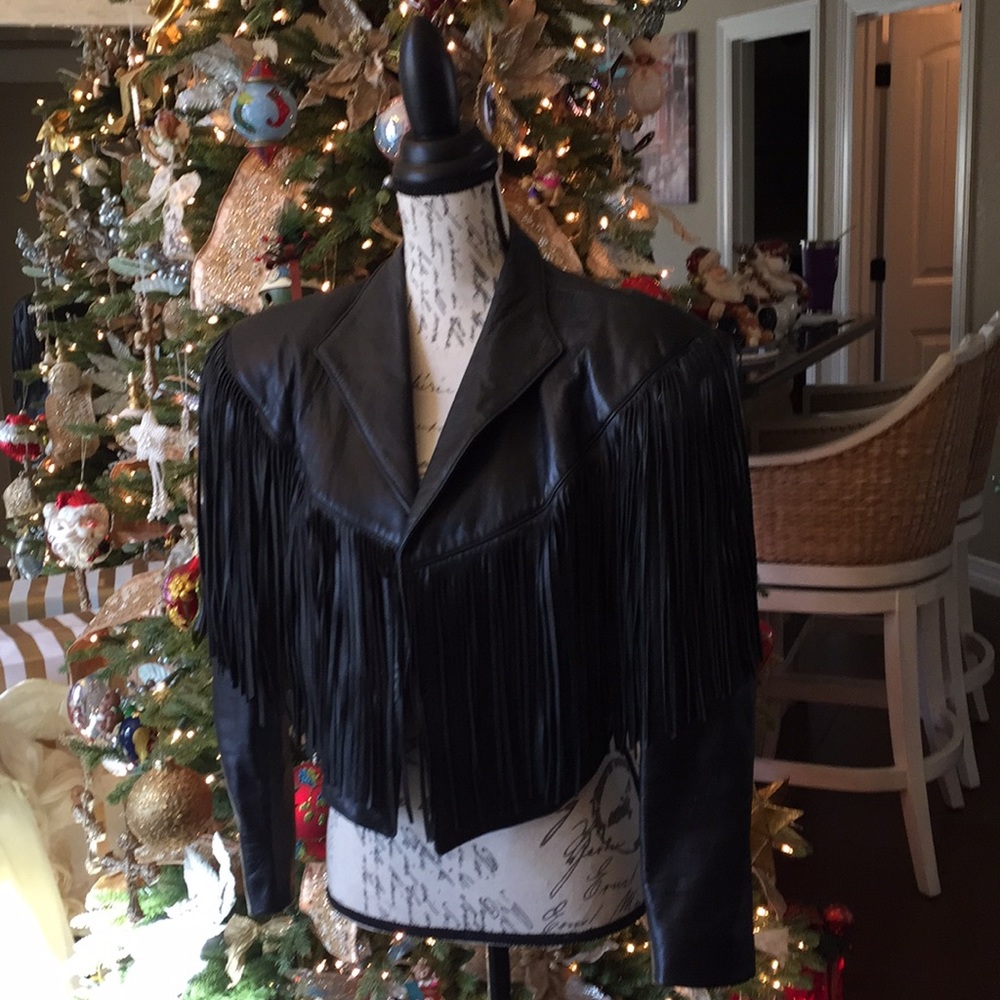 Genuine Lamb Leather Short Jacket with Fringe!